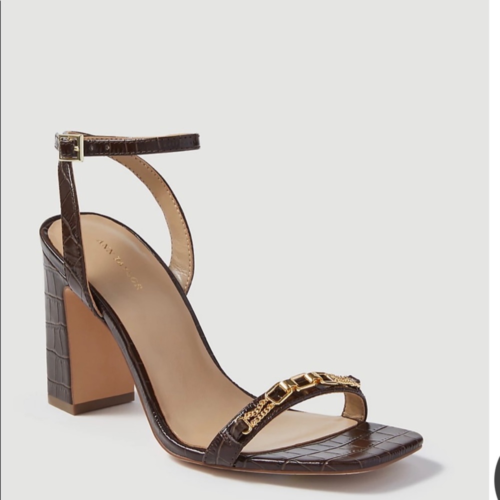 Crocodile Print leather chain high heel sandal